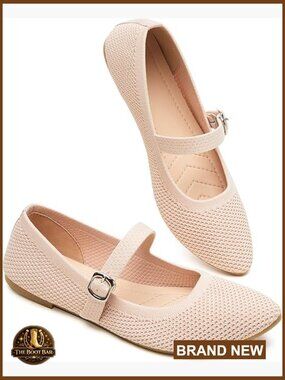 Mesh Ballet Flats with Buckle Strap, Foldable Travel Shoes